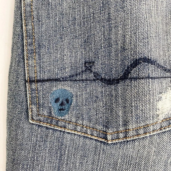 Zac Posen X 7 For All MAnkind Embroidered Low Waist Flared Jeans 31 - Picture 9 of 13